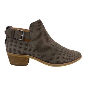 Dolce Vita Gray Suede Perforated Ankle Booties Size 7.5 Women's Buckle Booties